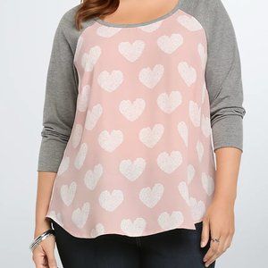 TORRID GREY AND PINK BASEBALL TEE